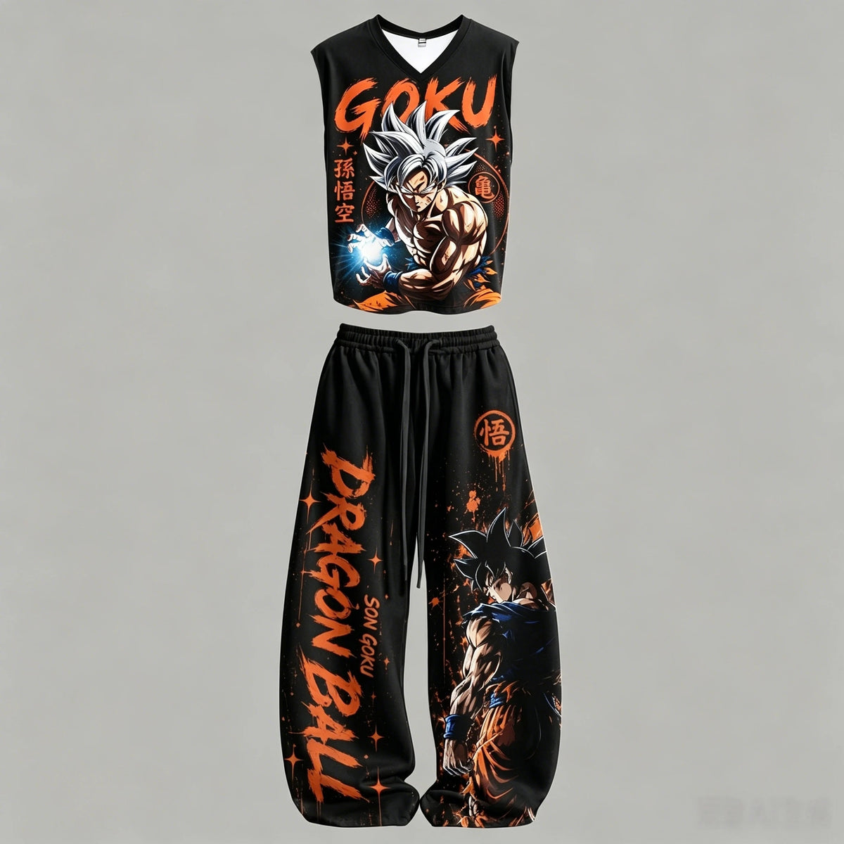 Dragon Z Sleeveless Tank Top Wide Leg Pants 2 Piece Casual Streetwear