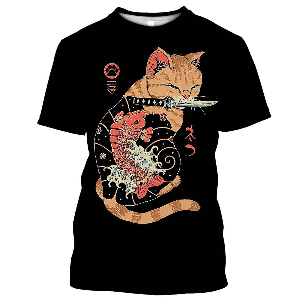 Samurai Dog Cat and More Japanese Irezumi Style T Shirts