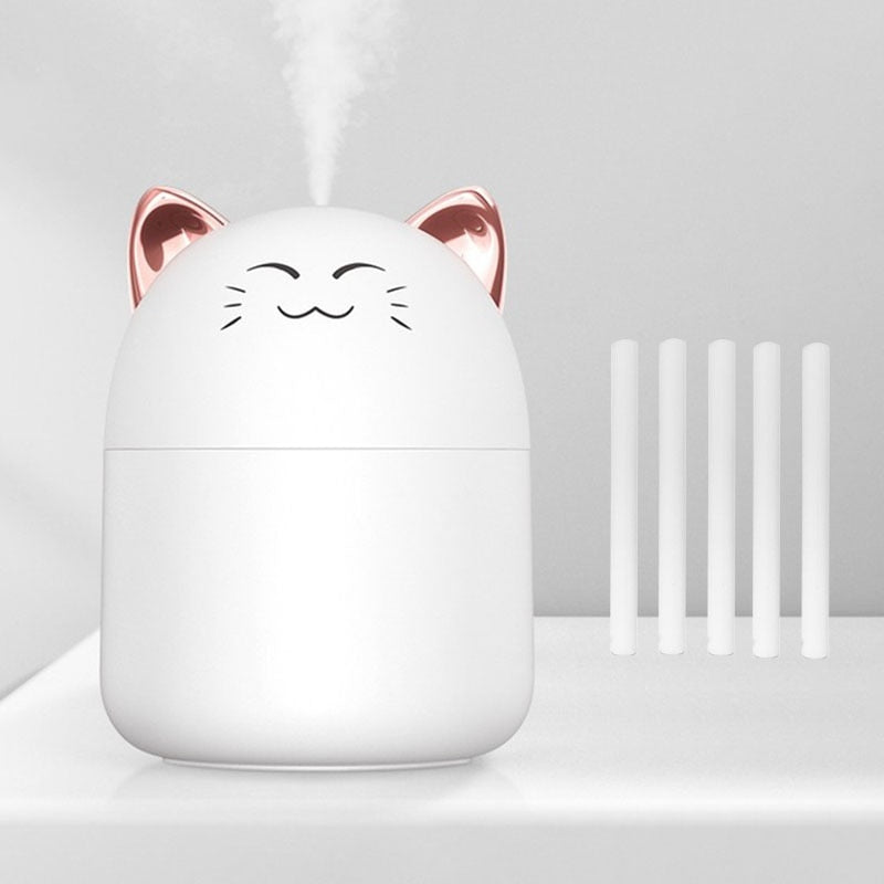 Cute Cat Air Humidifier Aromatherapy Diffuser With Night Light - Nebulizer Mist Maker