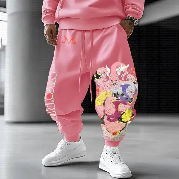 Pink Majin Sweatpants Loose Fit Cuffed Ankle Joggers