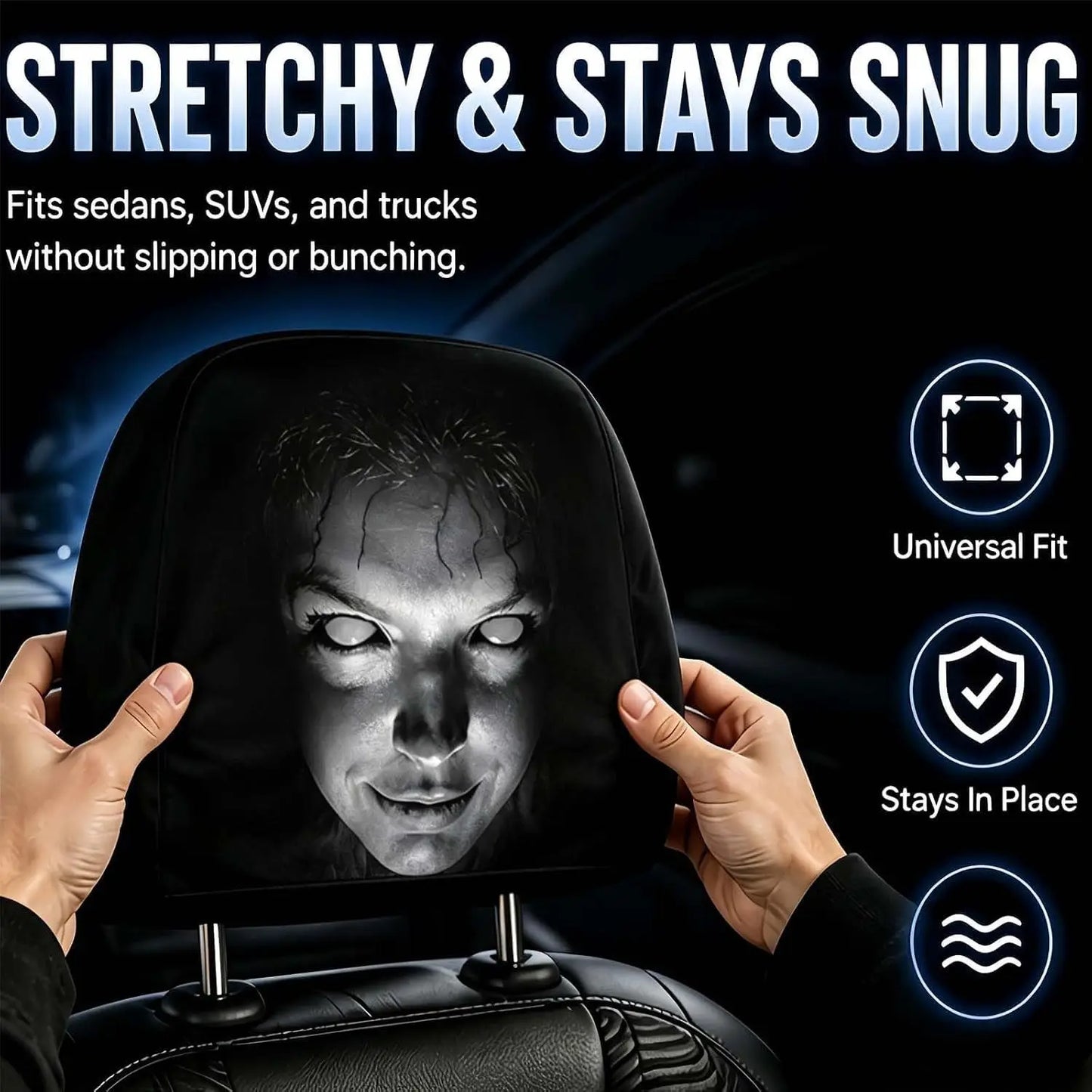 Halloween Ghost Face Car Headrest Covers - 4 pieces
