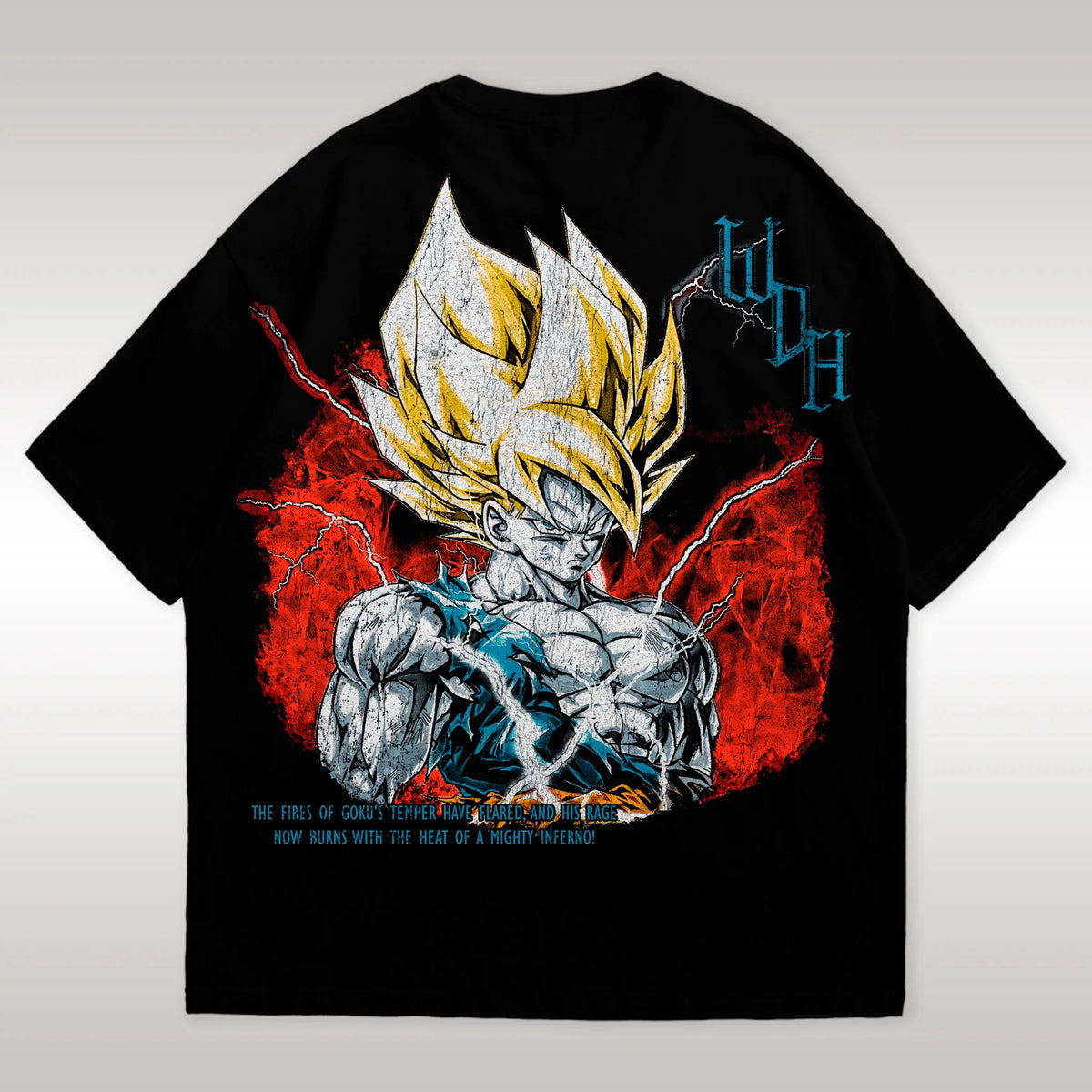 Dragon Z Majin V Crew Neck T-Shirt Oversized Saiyan Version - Black