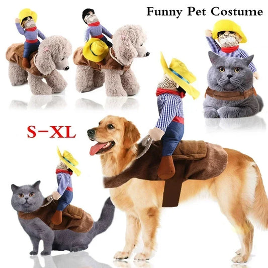 Dog Cowboy Rider Costume With Hat - Puppy Halloween Outfit