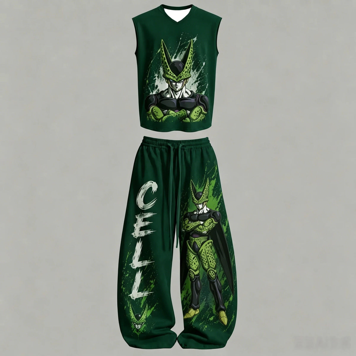 Dragon Z Sleeveless Tank Top Wide Leg Pants 2 Piece Casual Streetwear