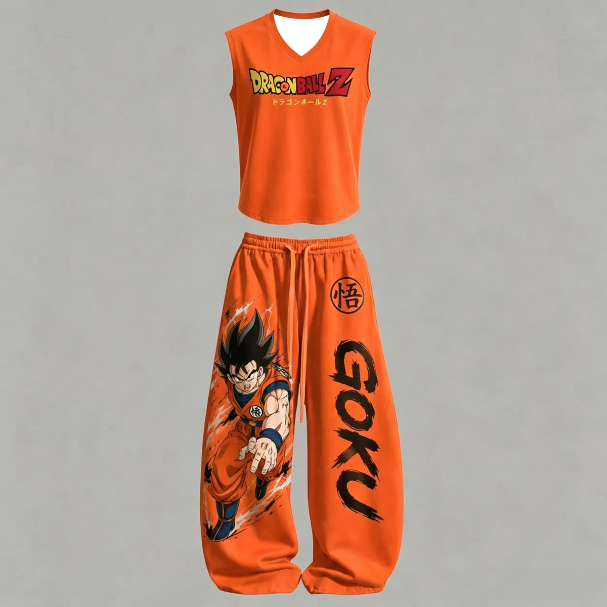 Dragon Z Sleeveless Tank Top Wide Leg Pants 2 Piece Casual Streetwear