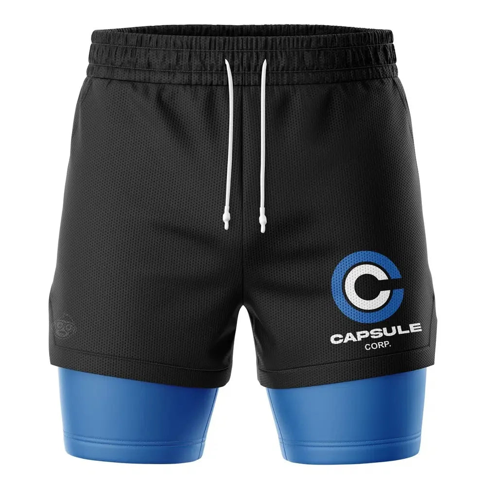 Dragon Z Capsule Corp 2-in-1 Double Layer Gym Shorts