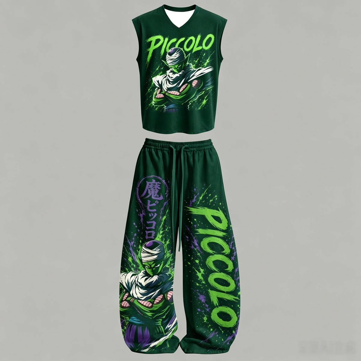 Dragon Z Sleeveless Tank Top Wide Leg Pants 2 Piece Casual Streetwear