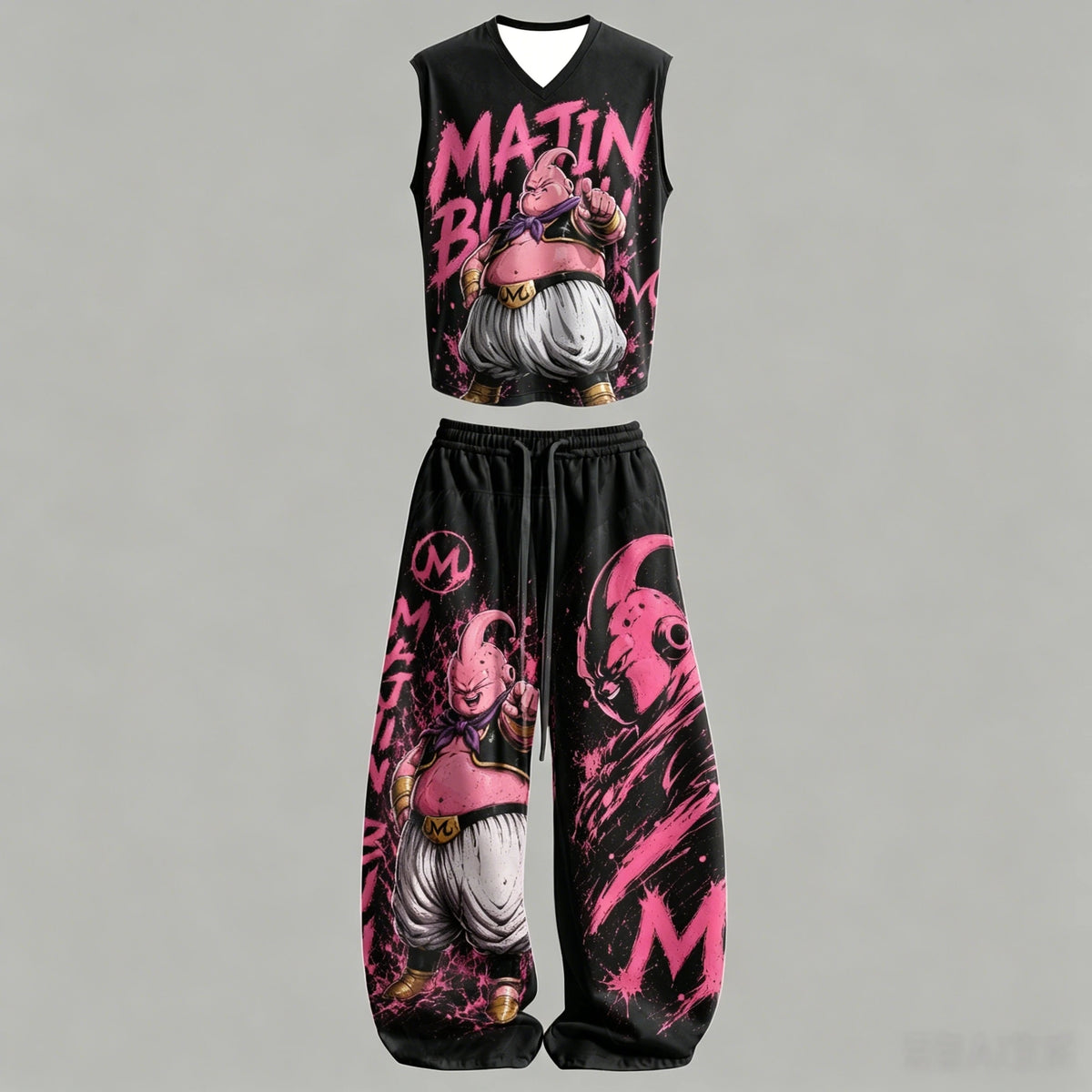Dragon Z Sleeveless Tank Top Wide Leg Pants 2 Piece Casual Streetwear