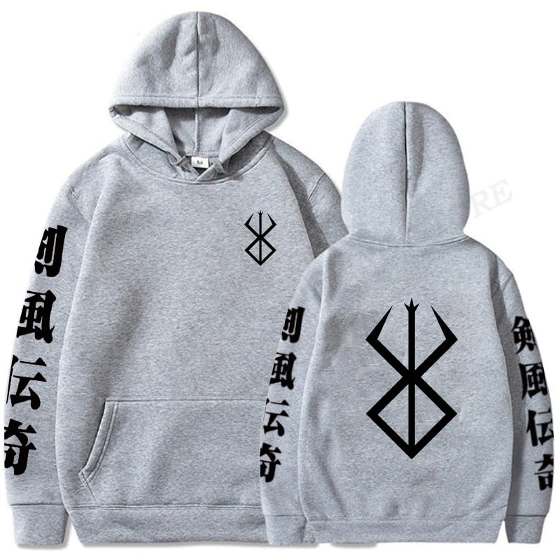 Berserk Logo Hoodie Men Fashion Coat Japanese Anime Hoodies Kids Hip Hop Hoodie Women Sweatshirt Coat Boy Pullover Mens Clothing