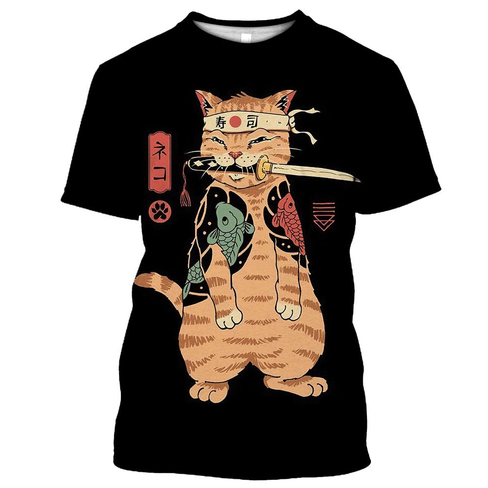 Samurai Dog Cat and More Japanese Irezumi Style T-Shirts