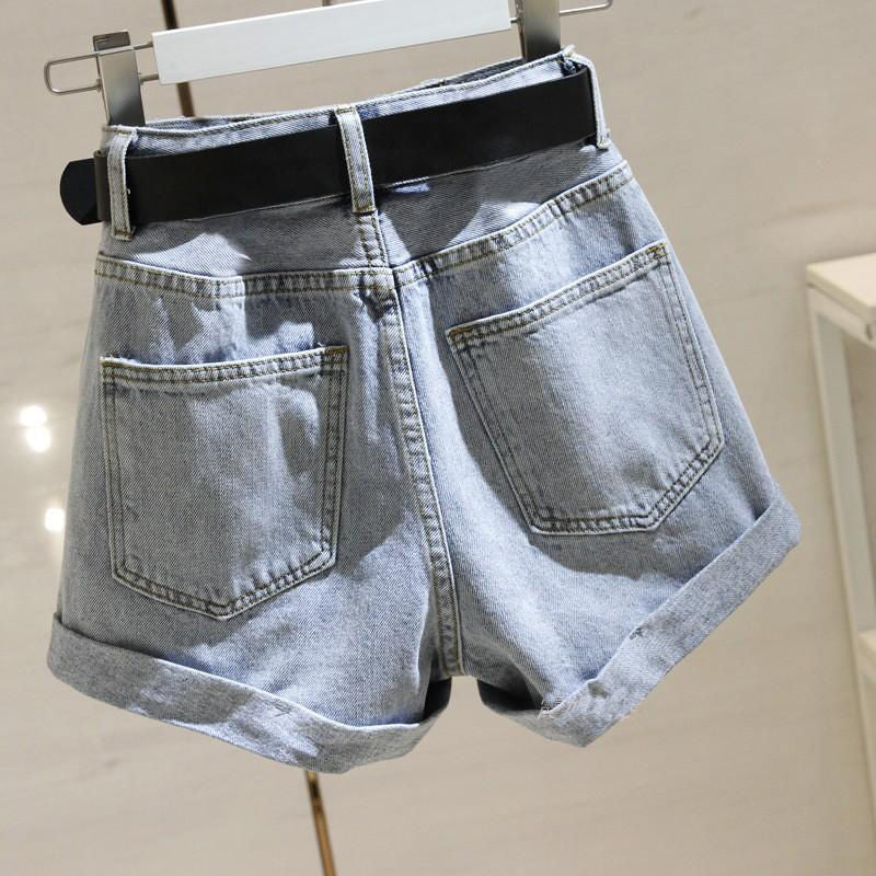 Wide Leg Women's Jeans Shorts Pants Denim Shorts Aesthetic Vintage Distressed Biker Fashion Loose Summer Comfy Casualwear