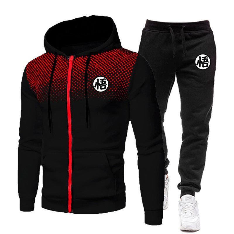 Dragon Master Gradient Zip Up Hoodie Tracksuit Joggers Workout Sweatpants