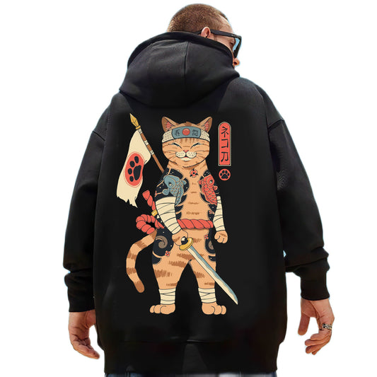 Samurai Cat and Other Animals Hooded Sweatshirts Japanese Irezumi Style Hoodies