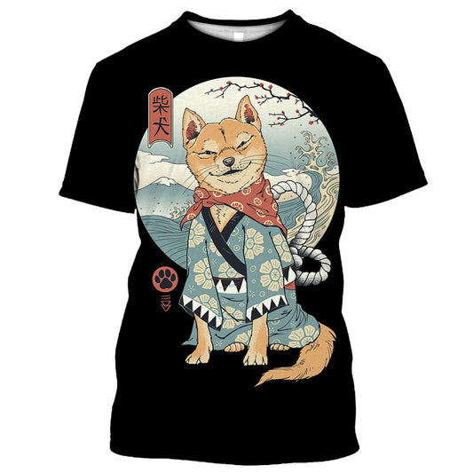 Samurai Dog Cat and More Japanese Irezumi Style T-Shirts