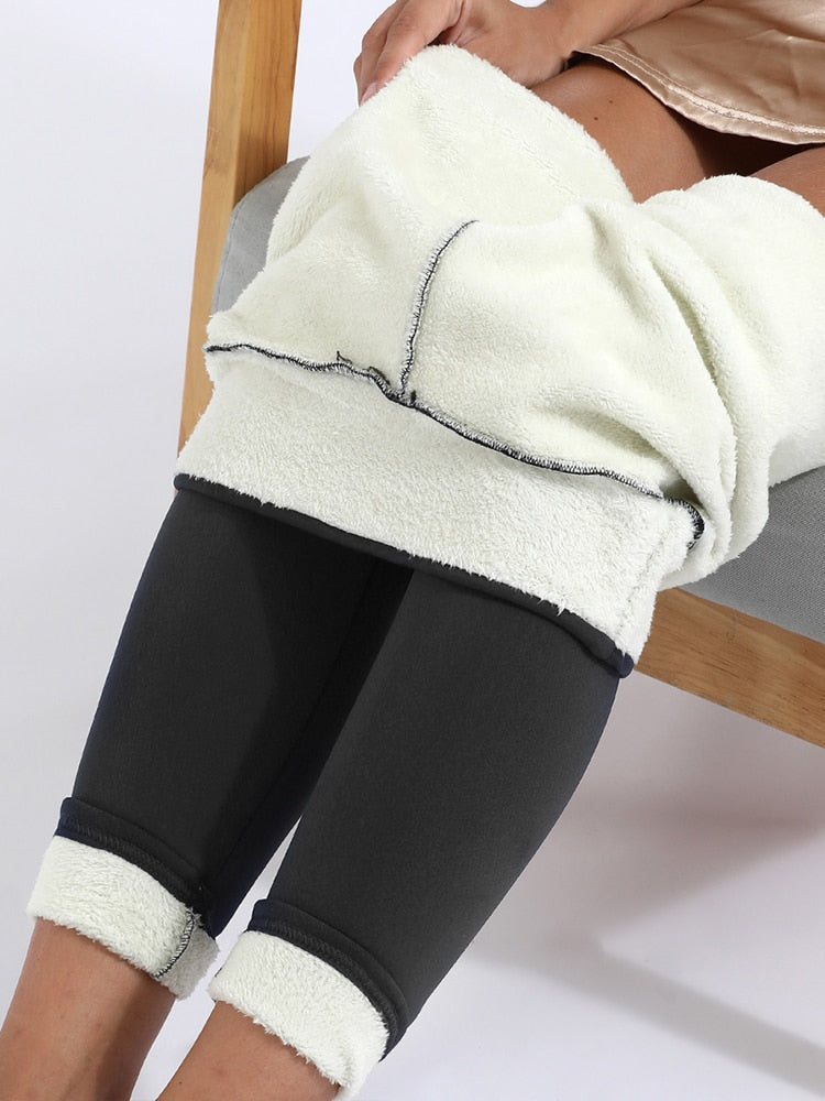 Leg Warmer's Women Pants Warm Winter Thick Velvet Legging High Waist Leggings Compression Thick Lamb Wool Pants Cold Resistant Pants