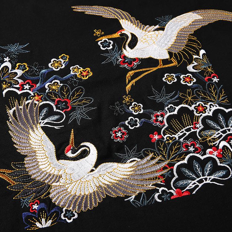 Double Cranes Embroidery T-shirt