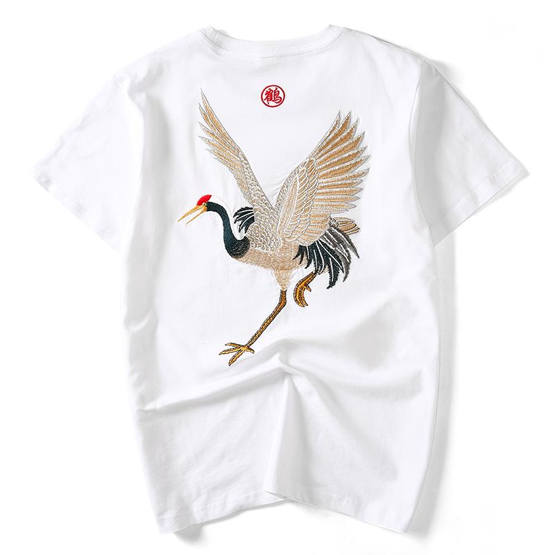 Embroidered Crane Sukajan T-shirt