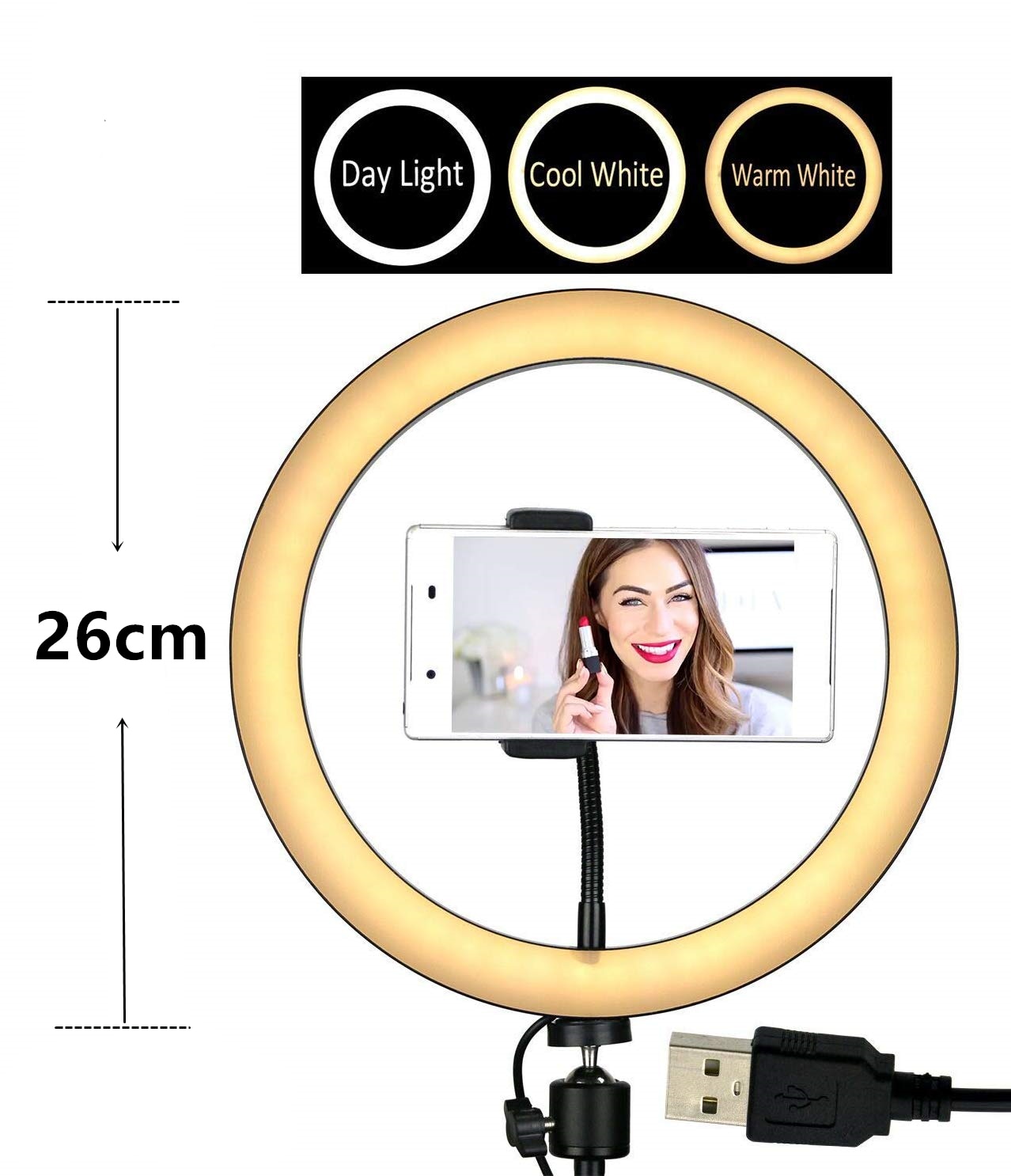 Ring Light Pro 5-in-1 with Adjustable Tripod and Rotatable Phone Holder for Selfie/Makeup/Livestream/TikTok/YouTube Videos