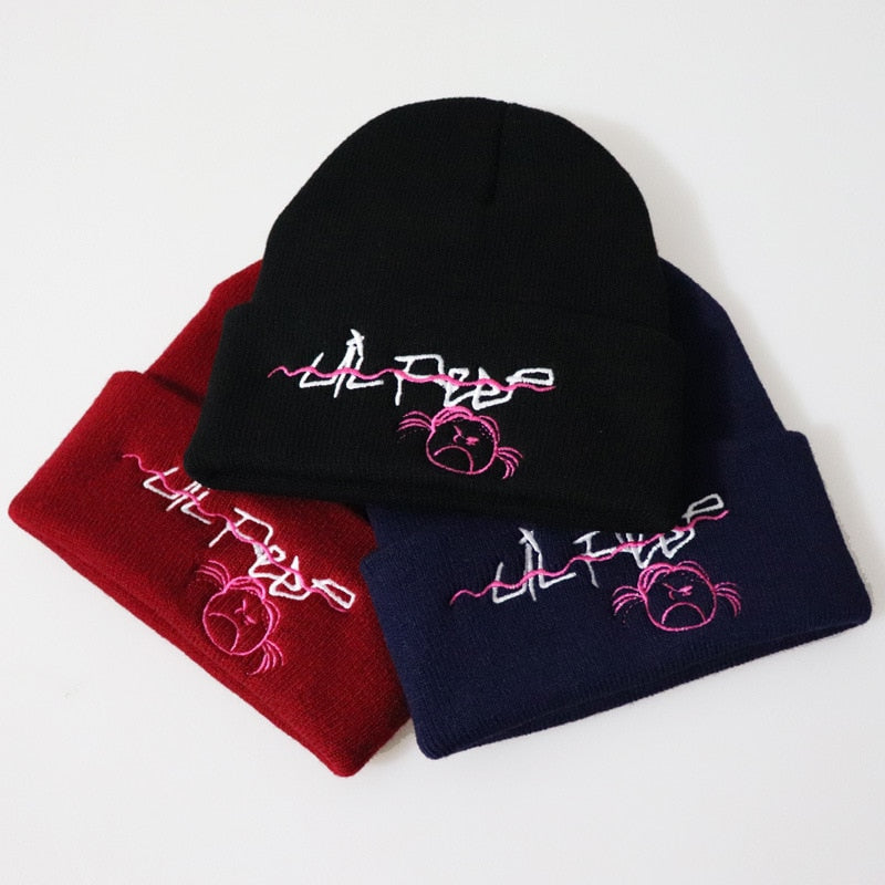 Lil Peep Embroidered Knit Hat Stretchy Plain Beanie Cap for Men Women - Superhero Gym Gear