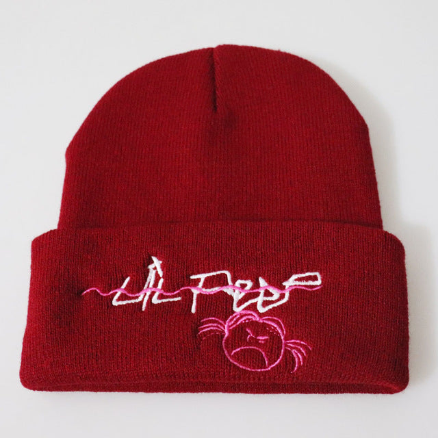 Lil Peep Embroidered Knit Hat Stretchy Plain Beanie Cap for Men Women - Superhero Gym Gear