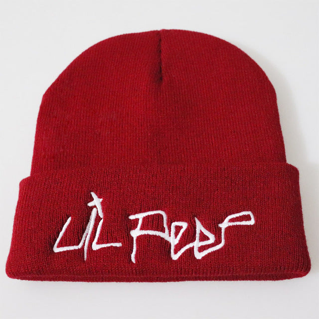 Lil Peep Embroidered Knit Hat Stretchy Plain Beanie Cap for Men Women - Superhero Gym Gear