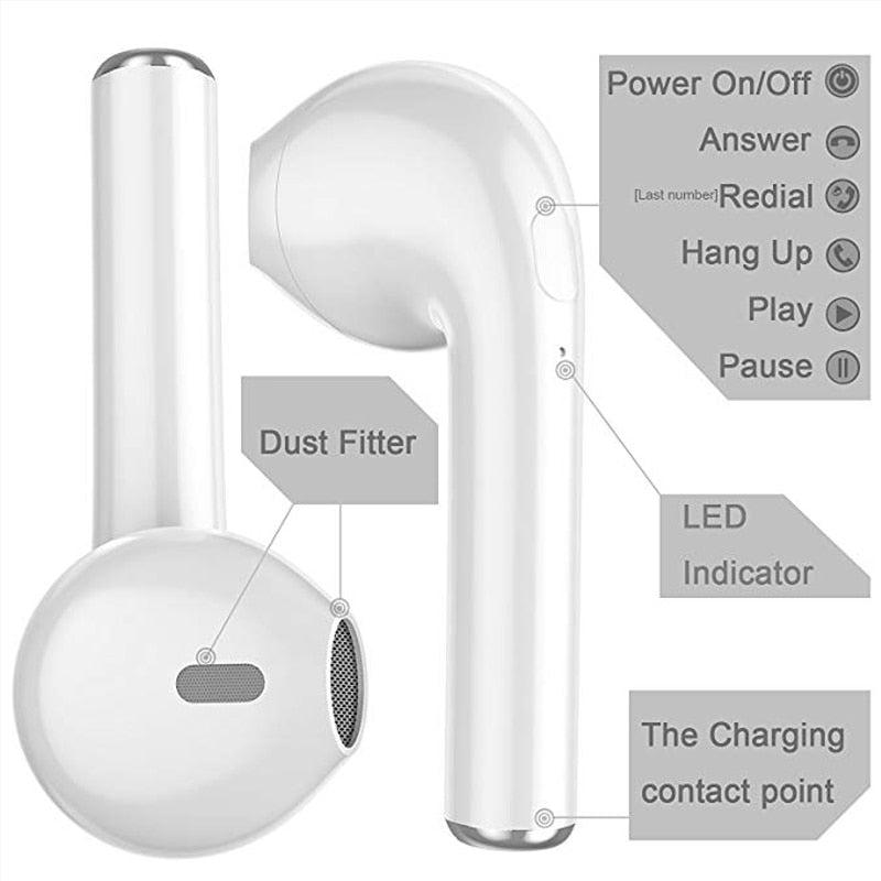 FitK Airbuds Wireless Bluetooth 5.0 Earbuds With Charging Box For Smartphones - Superhero Gym Gear