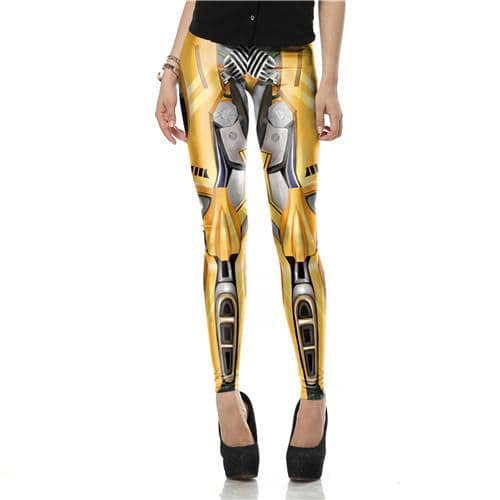 Golden Mecha Robot Women's Leggings - FitKing
