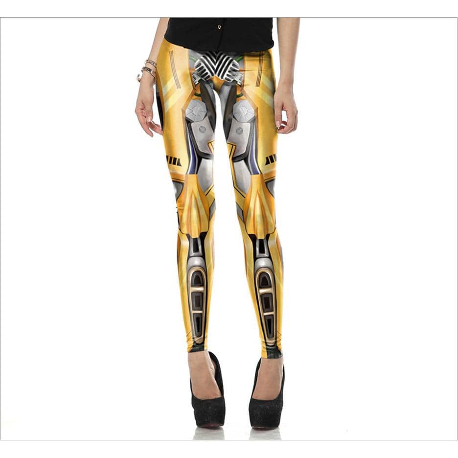 Golden Mecha Robot Women's Leggings - FitKing