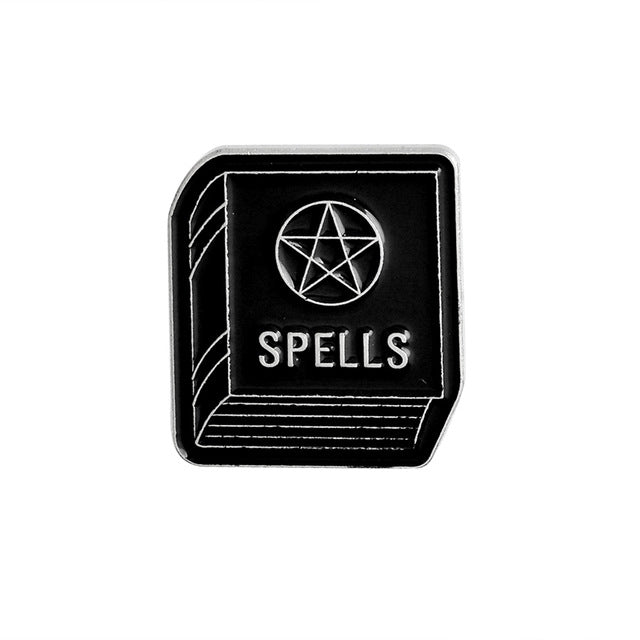 Halloween Party Accessories Punk Dark Black Ouija Moon dagger heart crystal ball spells witches coffin Enamel lapel pin Badge