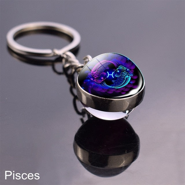 Zodiac Sign Constellation Sphere Keychain