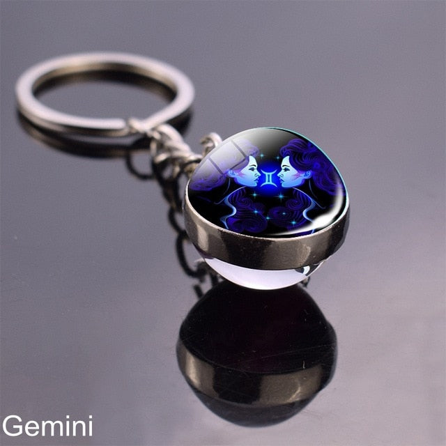 Zodiac Sign Constellation Sphere Keychain