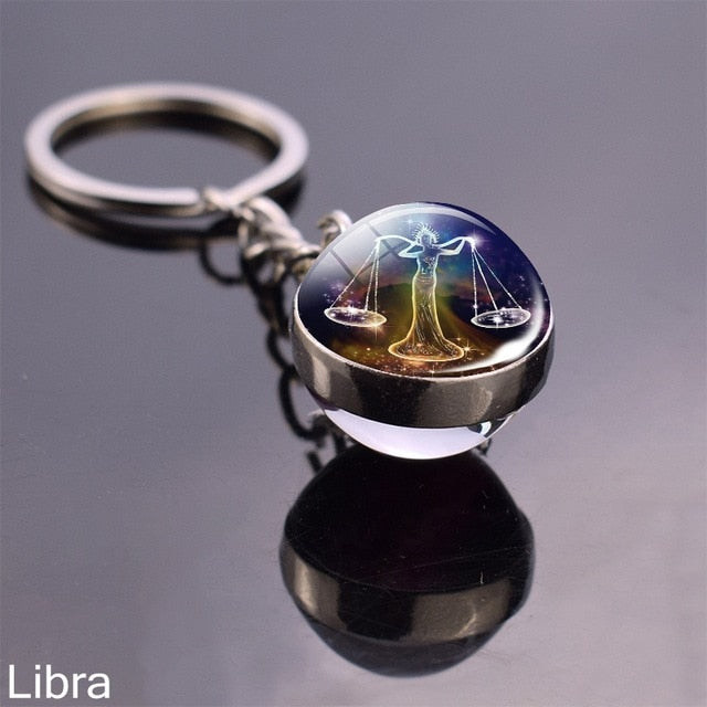 Zodiac Sign Constellation Sphere Keychain