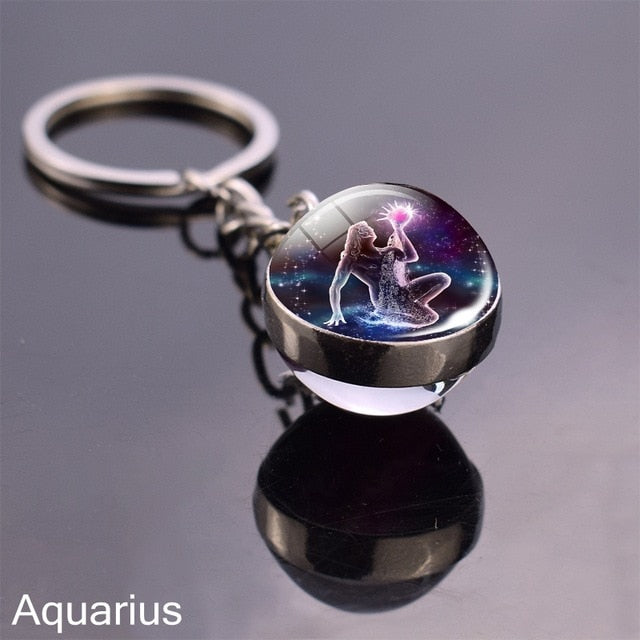 Zodiac Sign Constellation Sphere Keychain