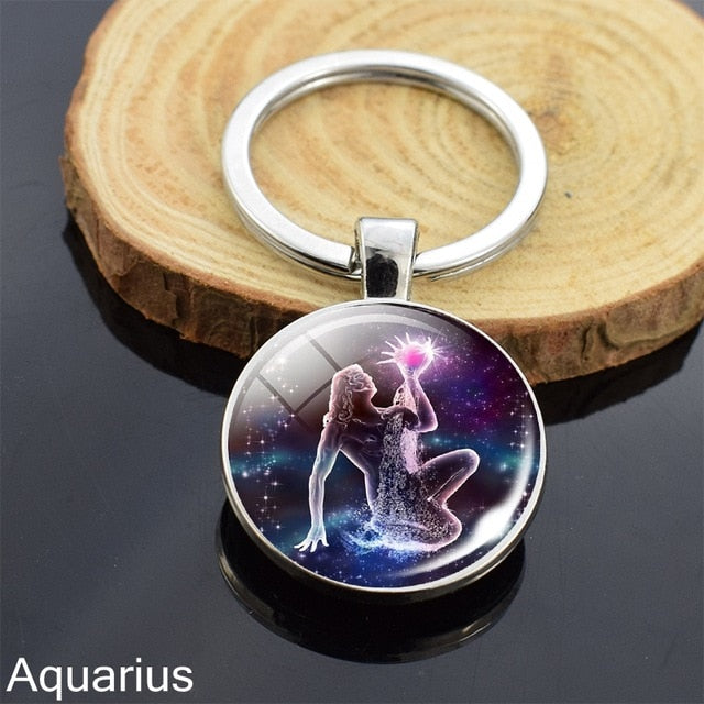 Zodiac Sign Constellation Sphere Keychain