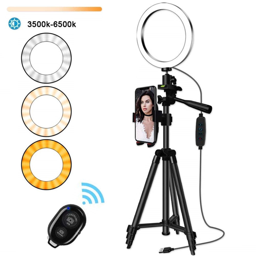 Ring Light Pro 5-in-1 with Adjustable Tripod and Rotatable Phone Holder for Selfie/Makeup/Livestream/TikTok/YouTube Videos