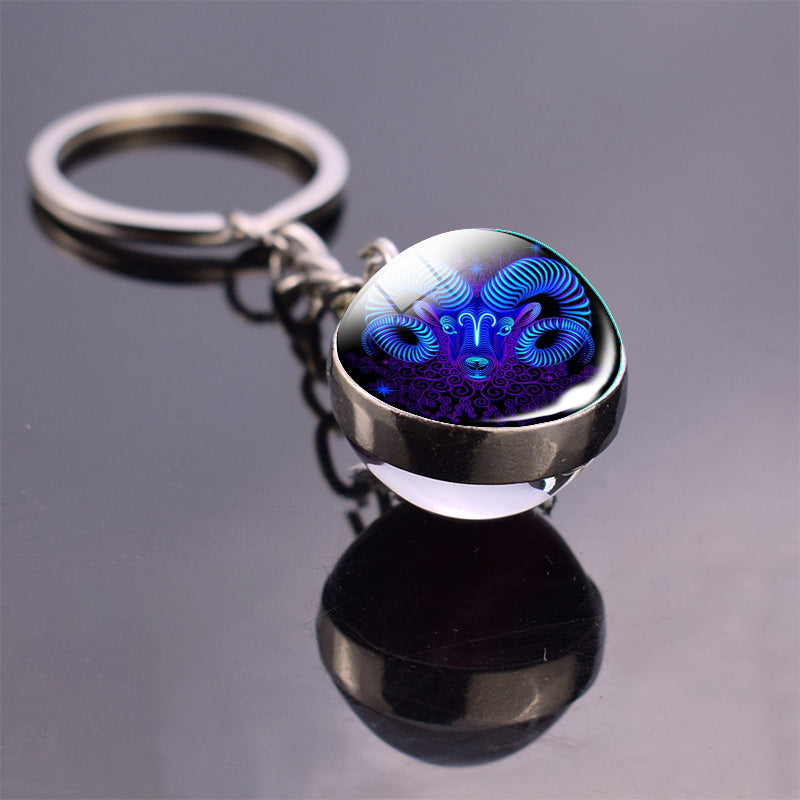 Zodiac Sign Constellation Sphere Keychain