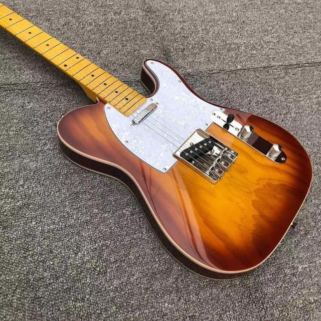 Telecaster Style Swamp Ash Sunburst Electric Guitar – FitKing