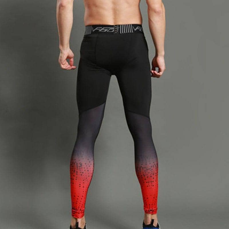 Men's Fitness Compression Pants Black Fireburst - FitKing