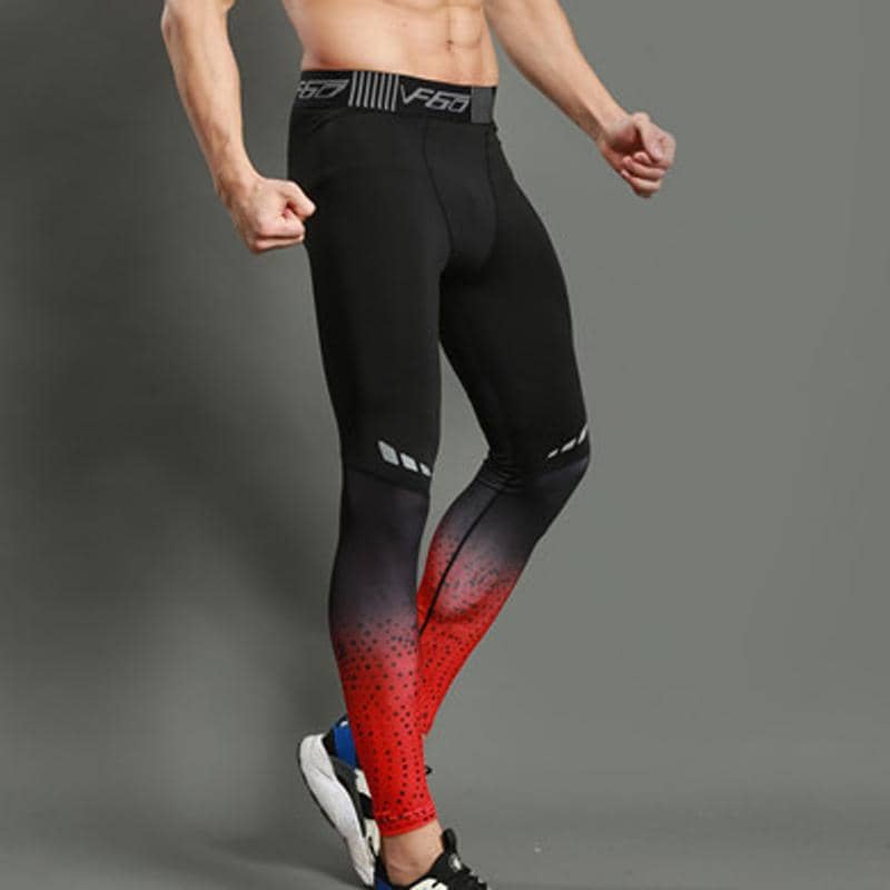 Men's Fitness Compression Pants Black Fireburst - FitKing