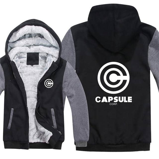 Capsule Thick Winter Hoodie Front and Back Logo Black and Gray - FitKing