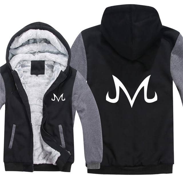 Majin Demon Symbol Thick Winter Hoodie Black and Gray - FitKing