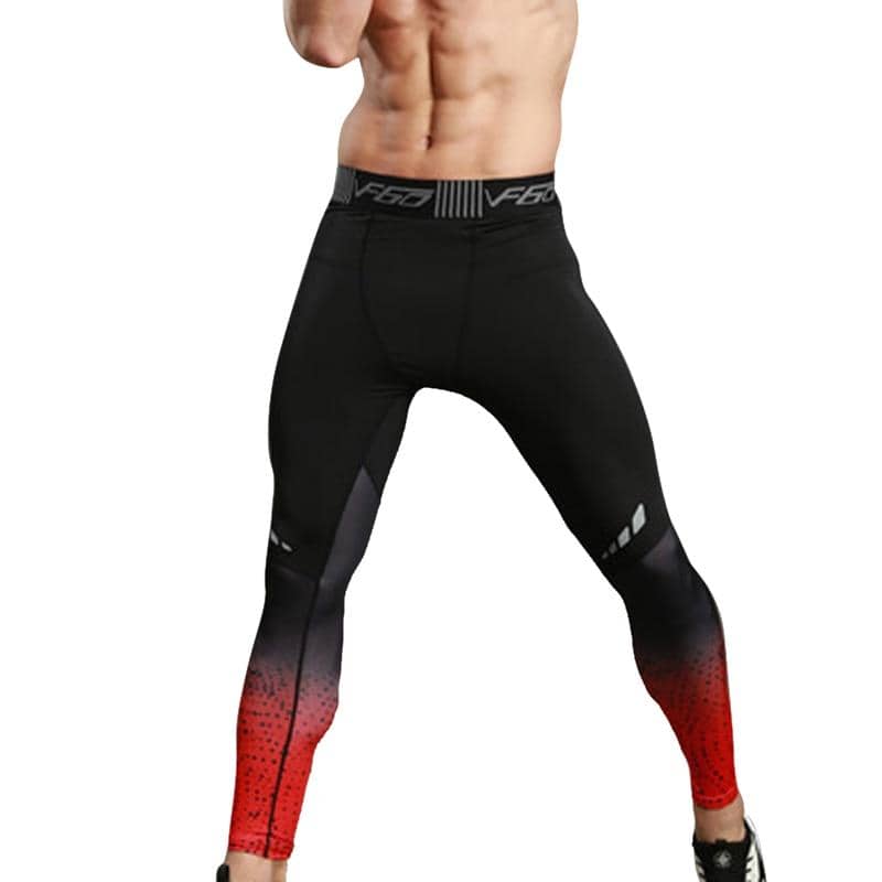 Men's Fitness Compression Pants Black Fireburst - FitKing