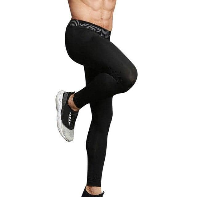 Men's Fitness Compression Pants Dark Black - FitKing