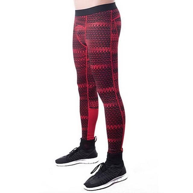 Men's Fitness Compression Pants Red - FitKing