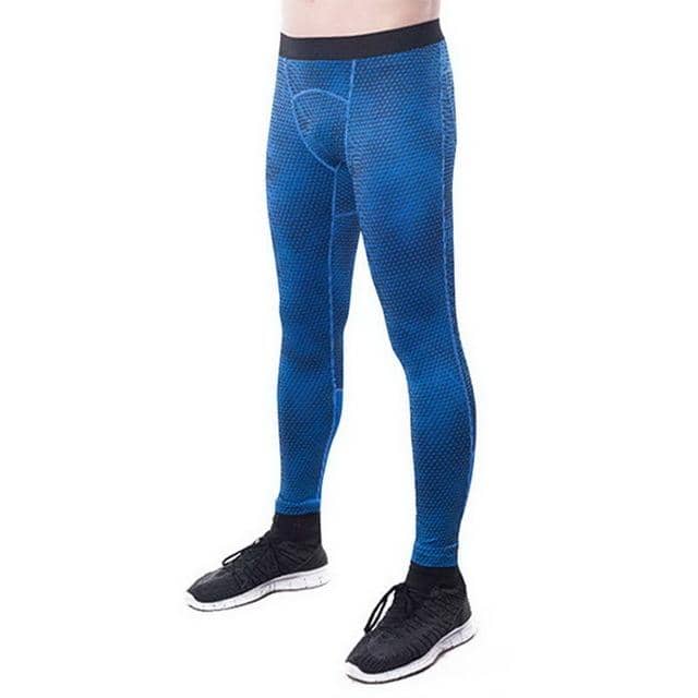 Men's Fitness Compression Pants Blue - FitKing