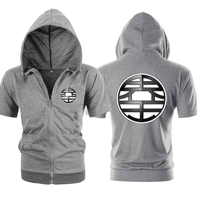 Dragon Gray Zip up Short Sleeve Hoodie - Symbol 1 - FitKing