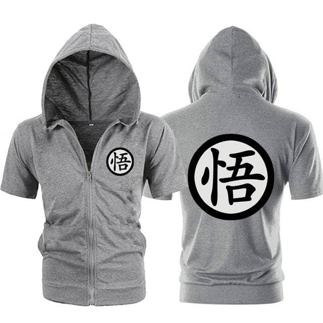 Dragon Gray Zip up Short Sleeve Hoodie - Symbol 2 - FitKing