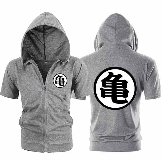 Dragon Gray Zip up Short Sleeve Hoodie - Symbol 3 - FitKing