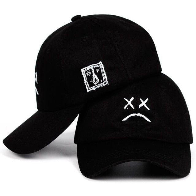 Lil Peep Dad Hat Sad Face Cap Black or Pink - Superhero Gym Gear