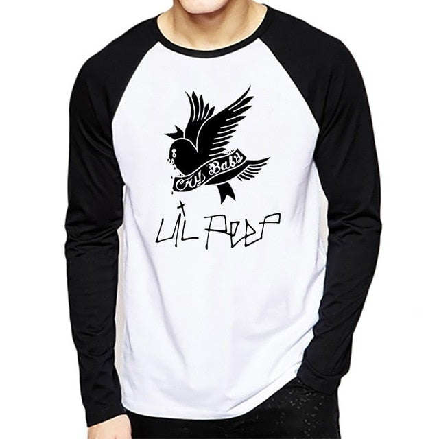 Lil Peep Cry Baby Long Sleeve T Shirt Black and White - Superhero Gym Gear
